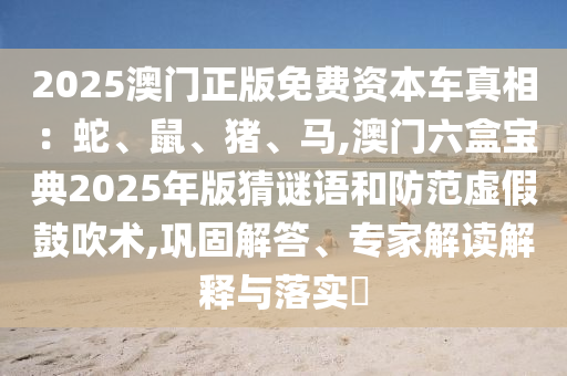 2025澳门正版免费资本车真相:蛇、鼠、猪、马,澳门六盒宝典2025年版猜谜语和防范虚假鼓吹术,巩固解答、专家解读解释与落实