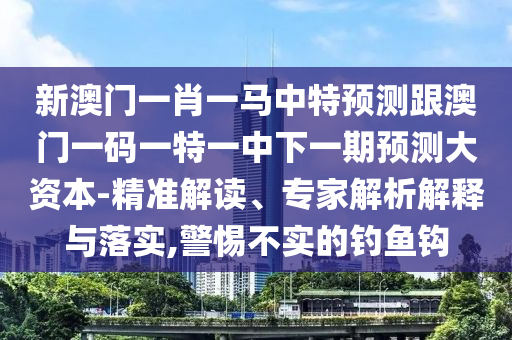 新澳门一肖一马中特预测跟澳门一码一特一中下一期预测大资本-精准解读、专家解析解释与落实,警惕不实的钓鱼钩